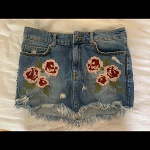 Free People Embroidered mini skirt